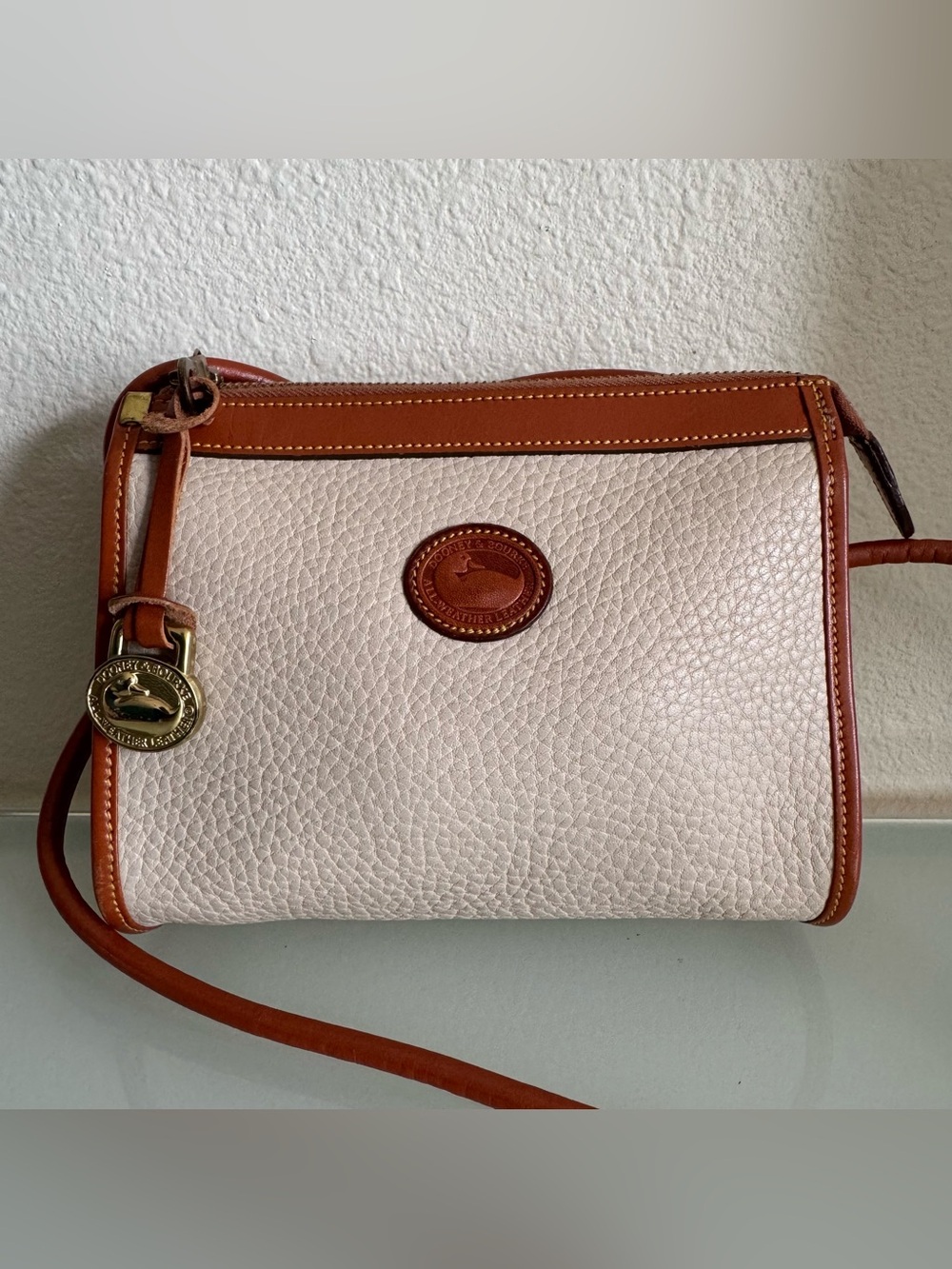 Dooney & Bourke All-Weather Leather AWL British Tan Zip Top Crossbody Bag
